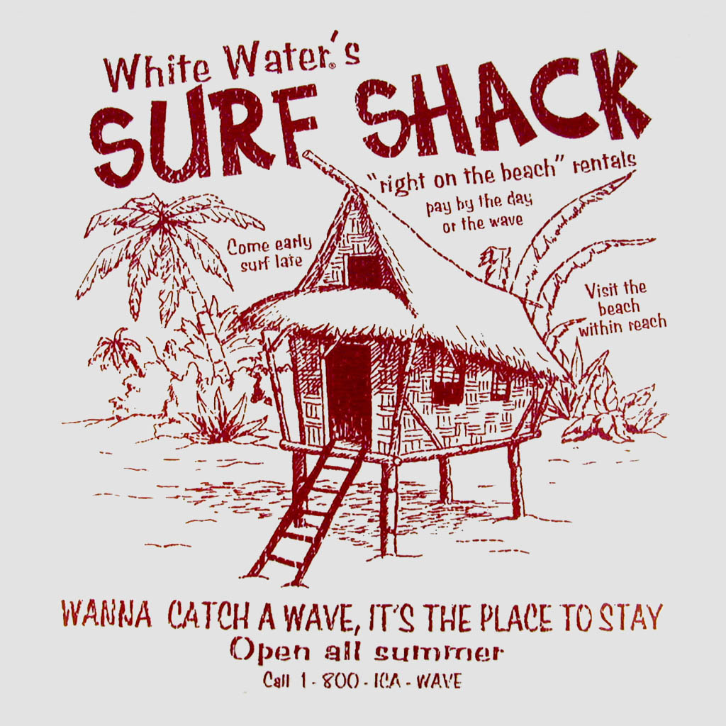 White Water Surf Shack T-Shirt Design D01030NDSURF