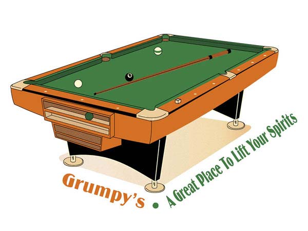 Grumpy's A Great Place With Pool Table T-Shirt Design D01321NDPOOL