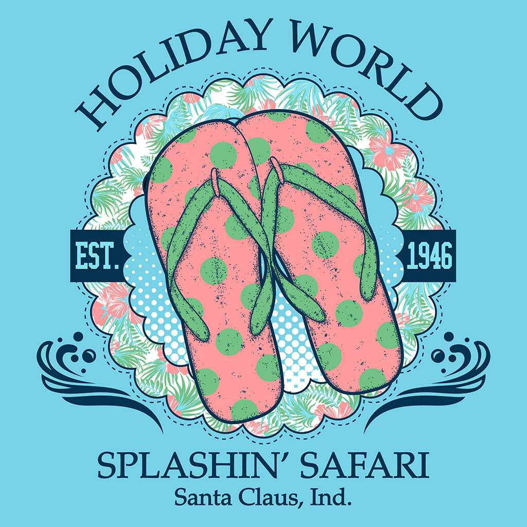 Holiday World Flip Flops Floral Border T-Shirt Design D01982HOLIDA