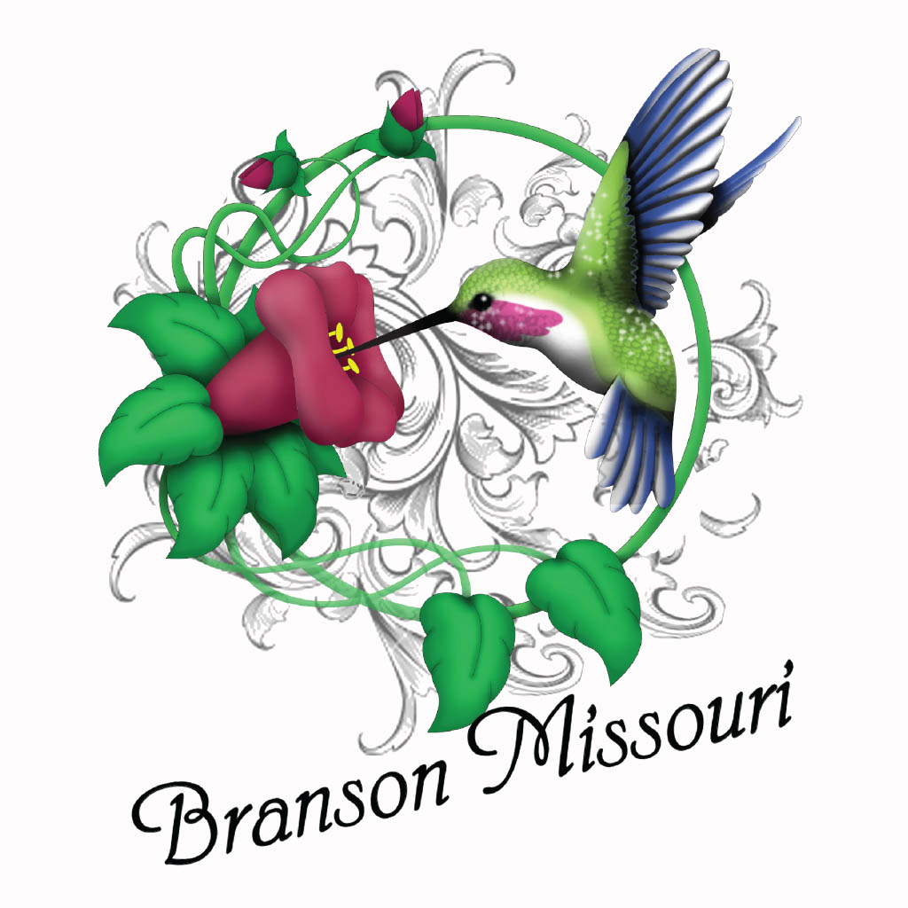 Branson Floral Hummingbird T-Shirt Design