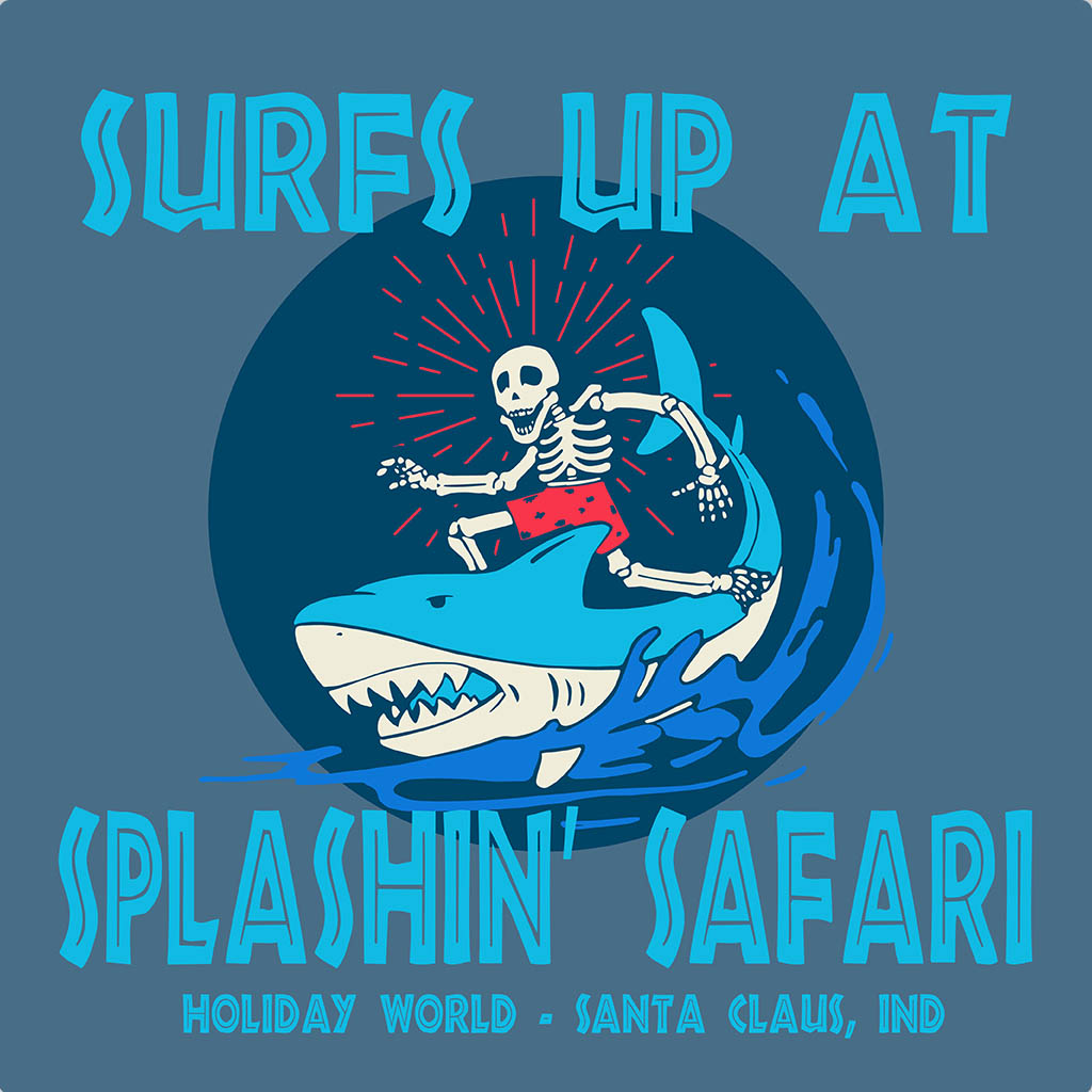 Surfs Up At Splashin' Safari T-Shirt Design D04001HWSURF