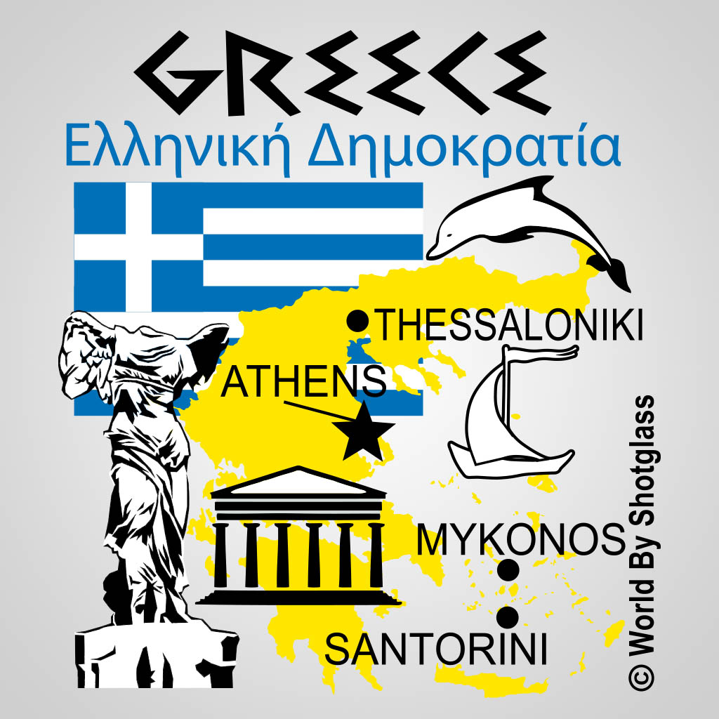 Greece Map With Icons GMC Design GMC01084