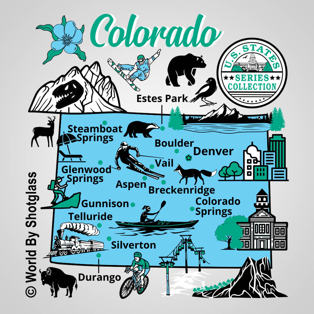 Colorado Map With Icons GMC Design GMC01702