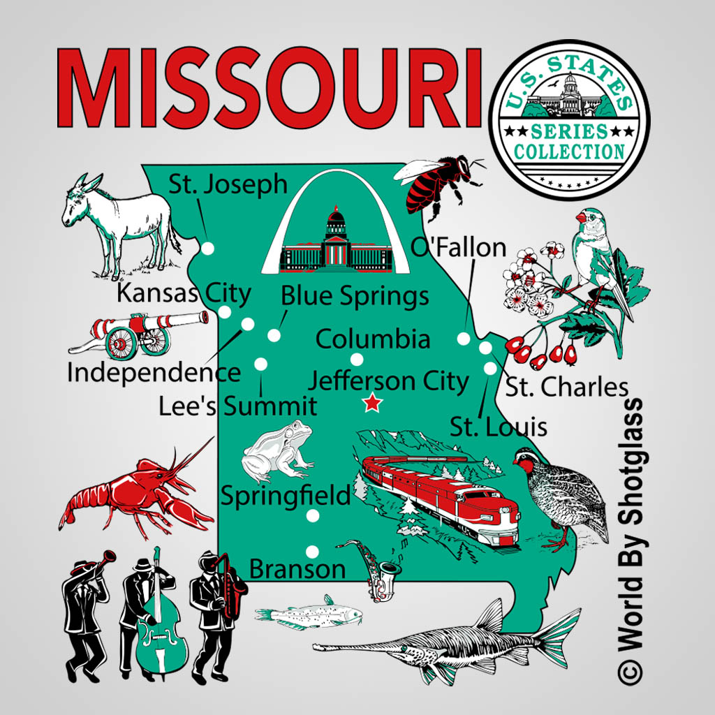Missouri Map With Icons GMC Design GMC01826