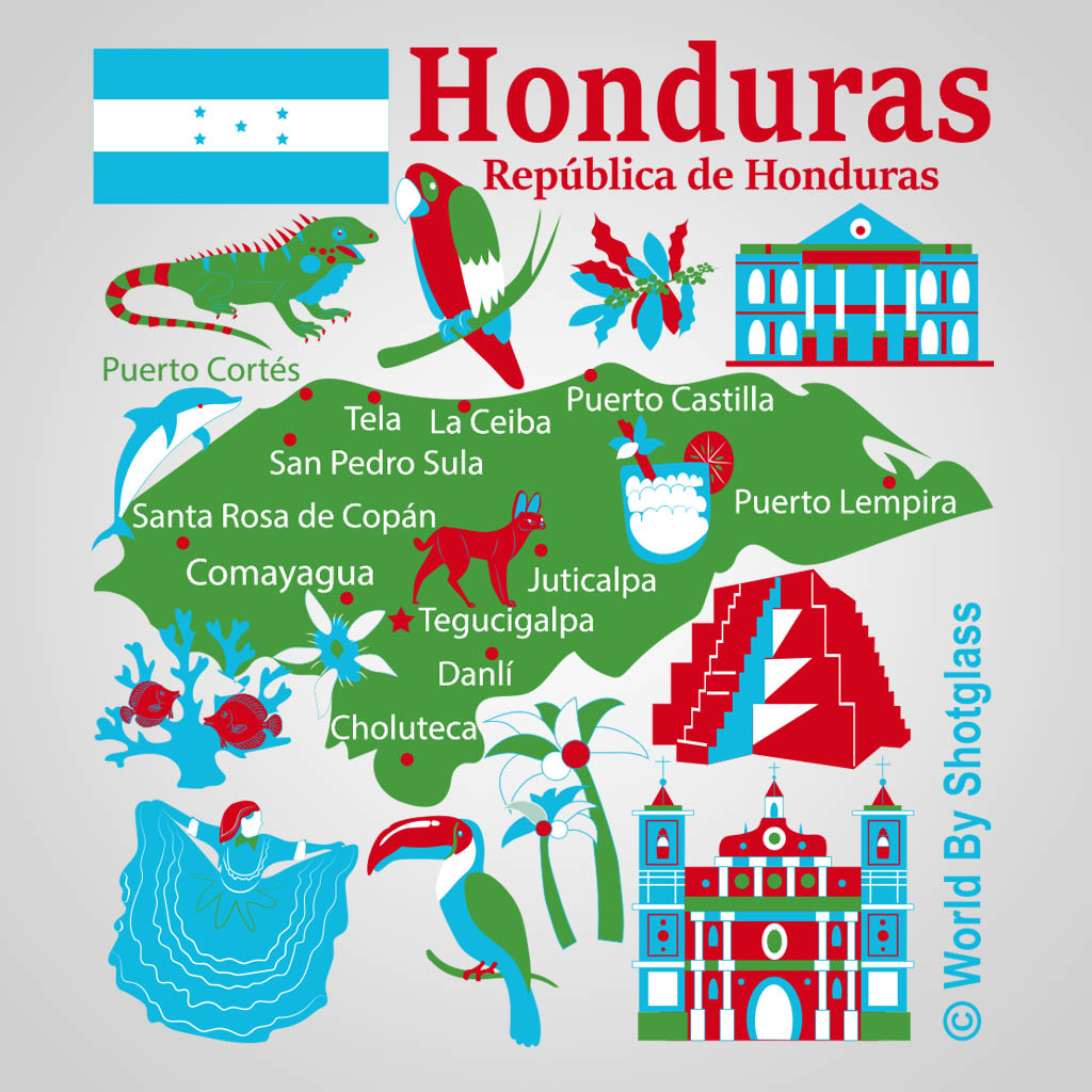 Honduras Map With Icons GMC Design GMC01830
