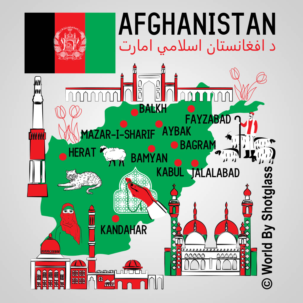 Afghanistan Map With Icons GMC Design GMC01846