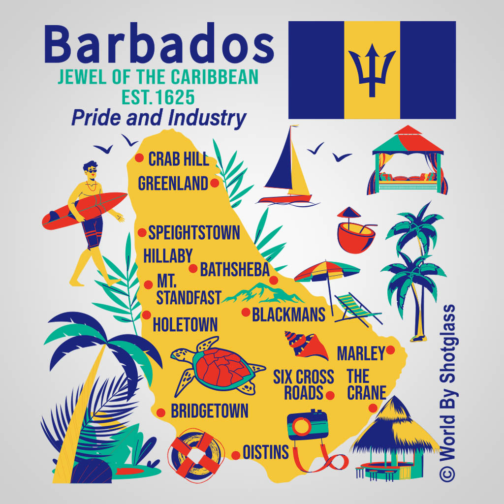 Barbados Map With Icons GMC Design GMC02018