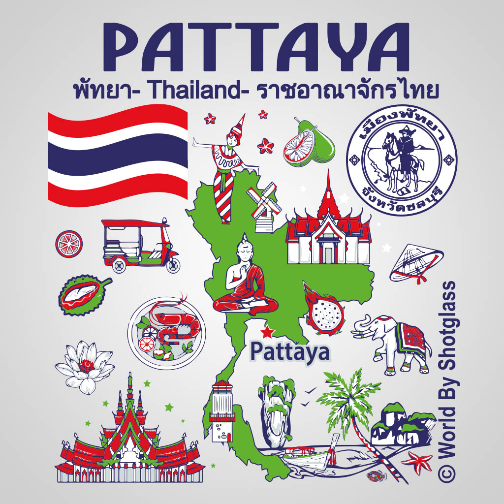Pattaya Thailand Map With Icons GMC Design GMC02035