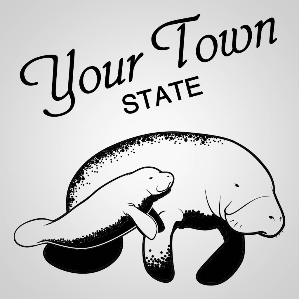 Manatee With Calf And Name Drop GPX Design