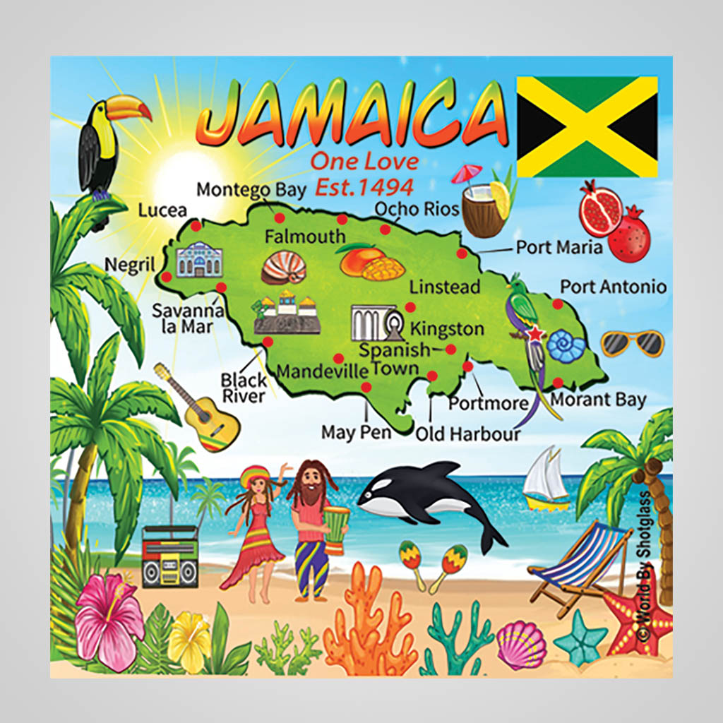 Jamaica Map With Icons JMC Design JMC00599