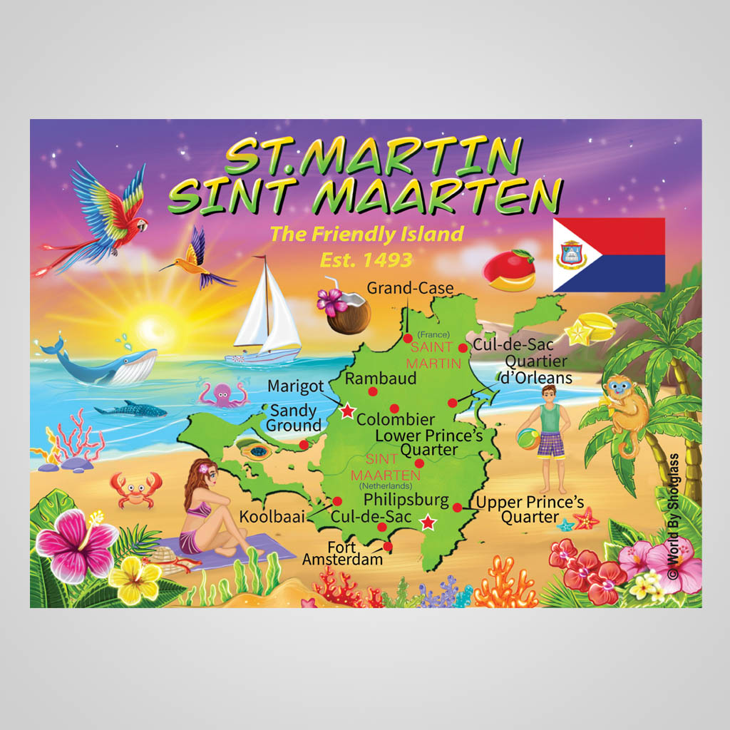 St Martin Map With Icons JMC Design JMC00797