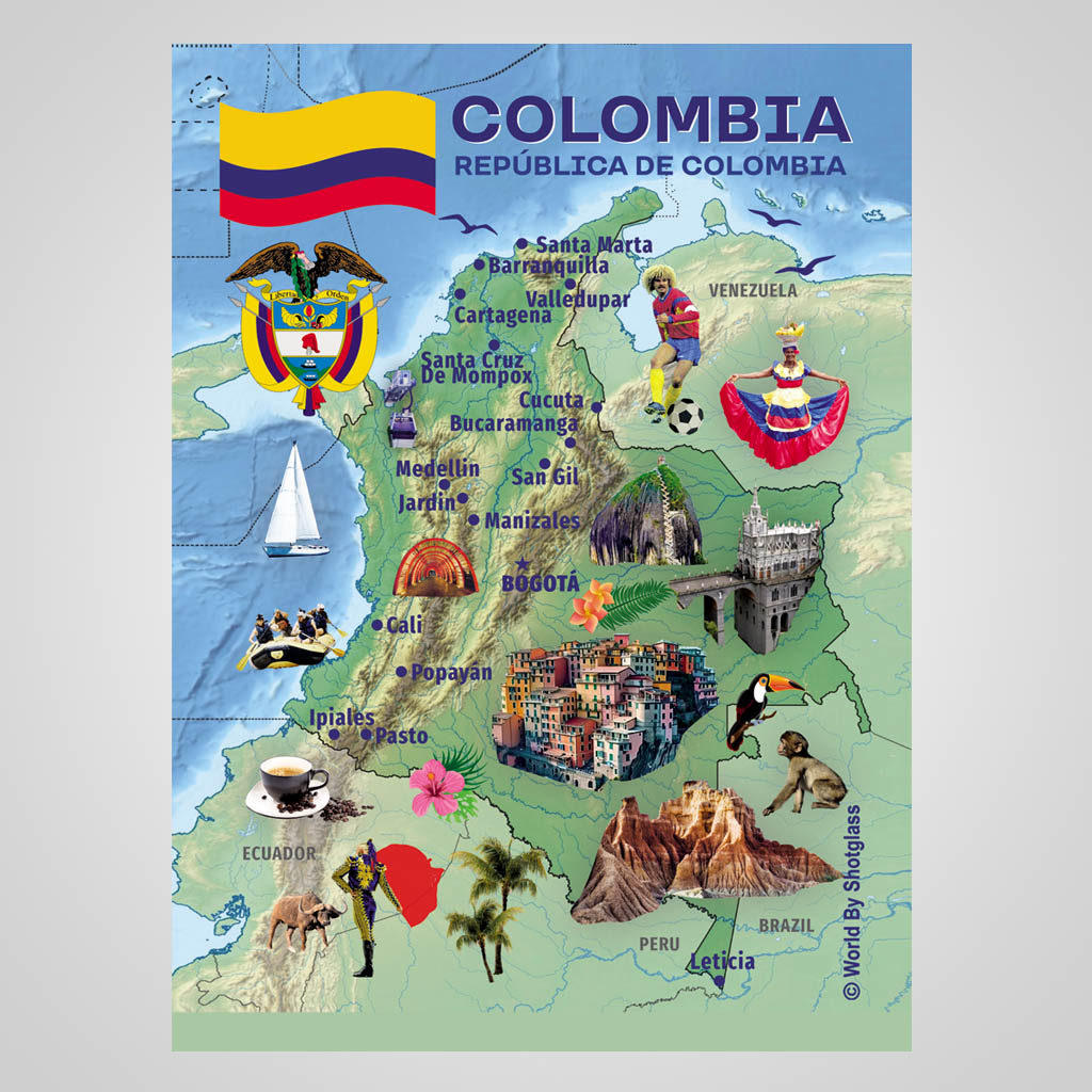 Colombia Map With Icons JMC Design JMC00823