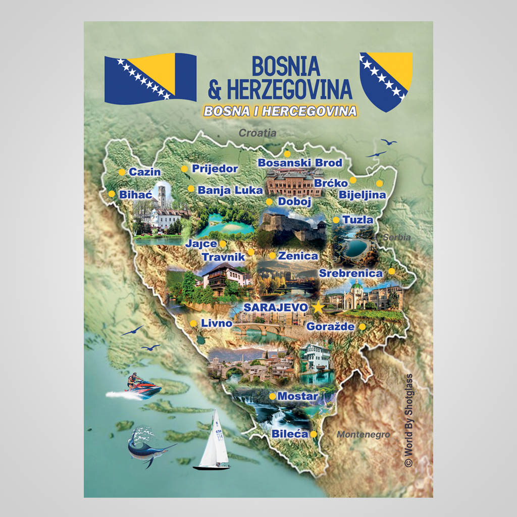 Bosnia & Herzegovina Map With Icons JMC Design JMC00902