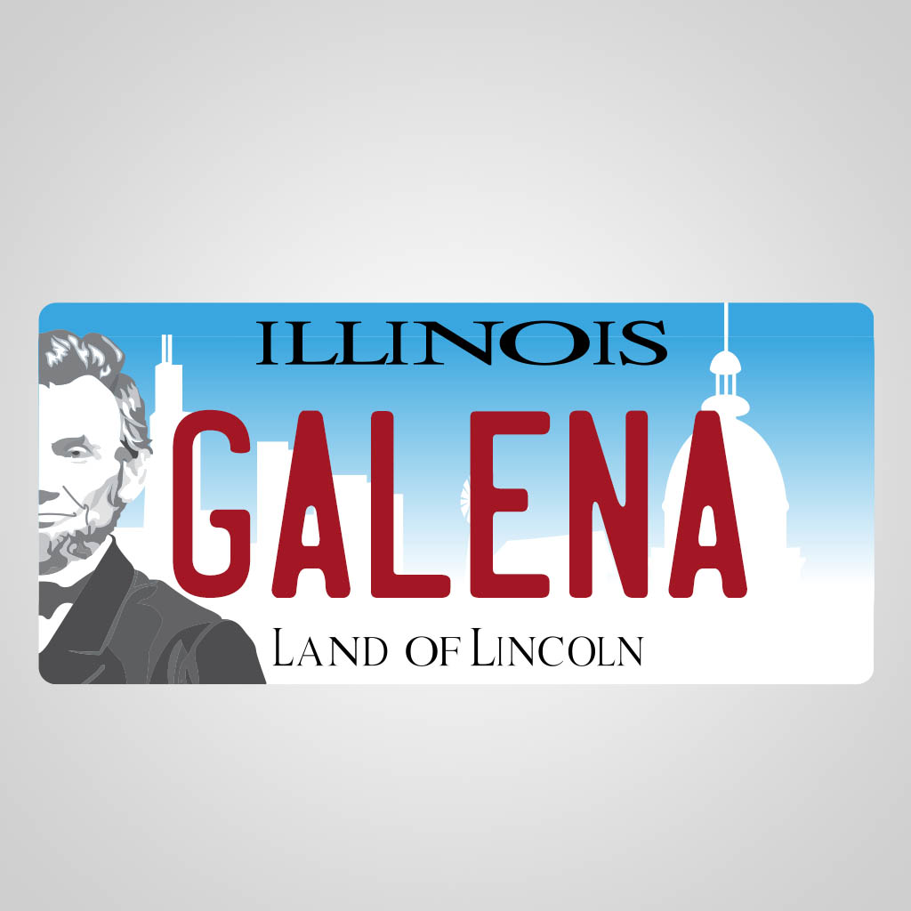 Illinois with Galena License Plate JPM Design JMS00109