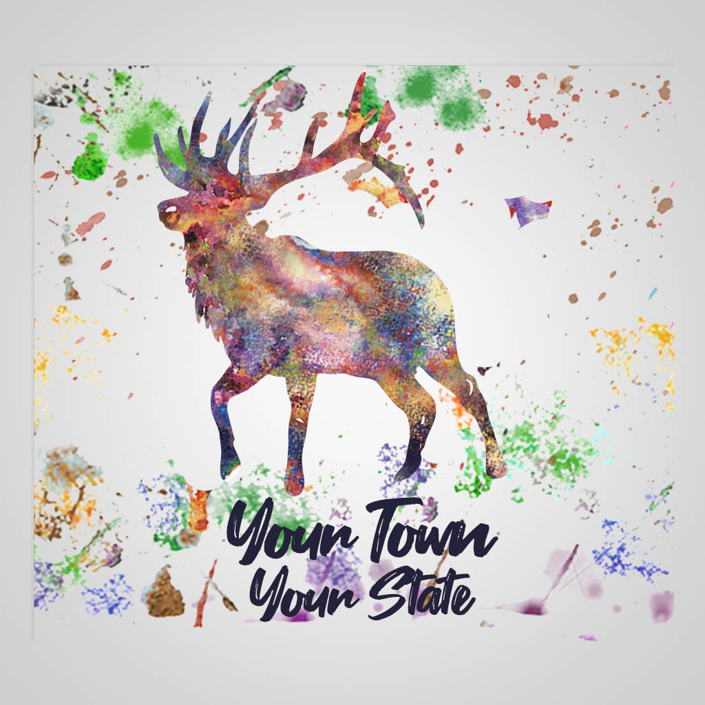 Watercolor Elk Name-Drop JMS Design JMS00361