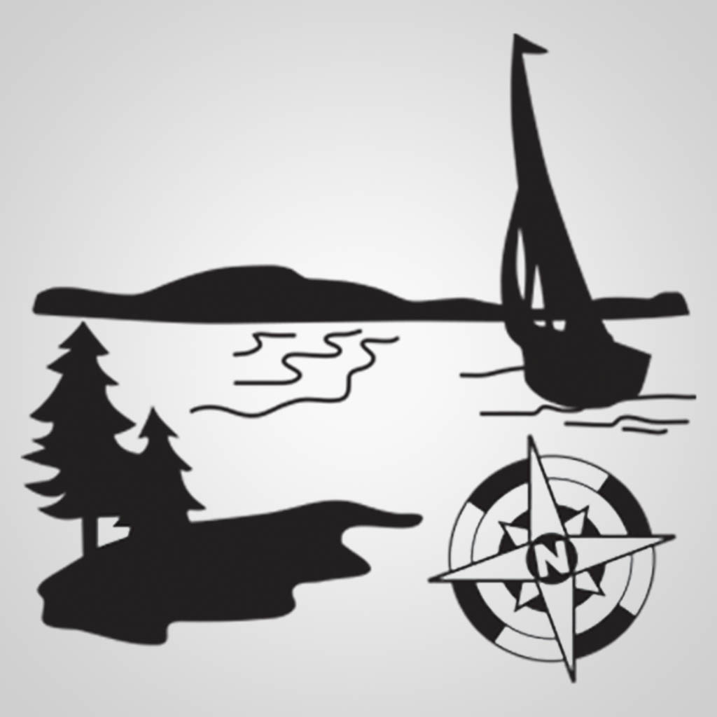 Sailboat Lake Compass One Color Jet Print design JPC00132