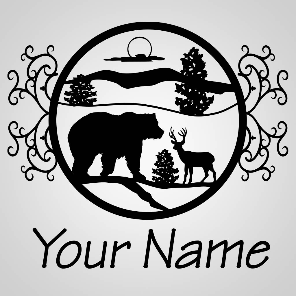 Bear Deer Moon Silhouette JPS Design JPS00049