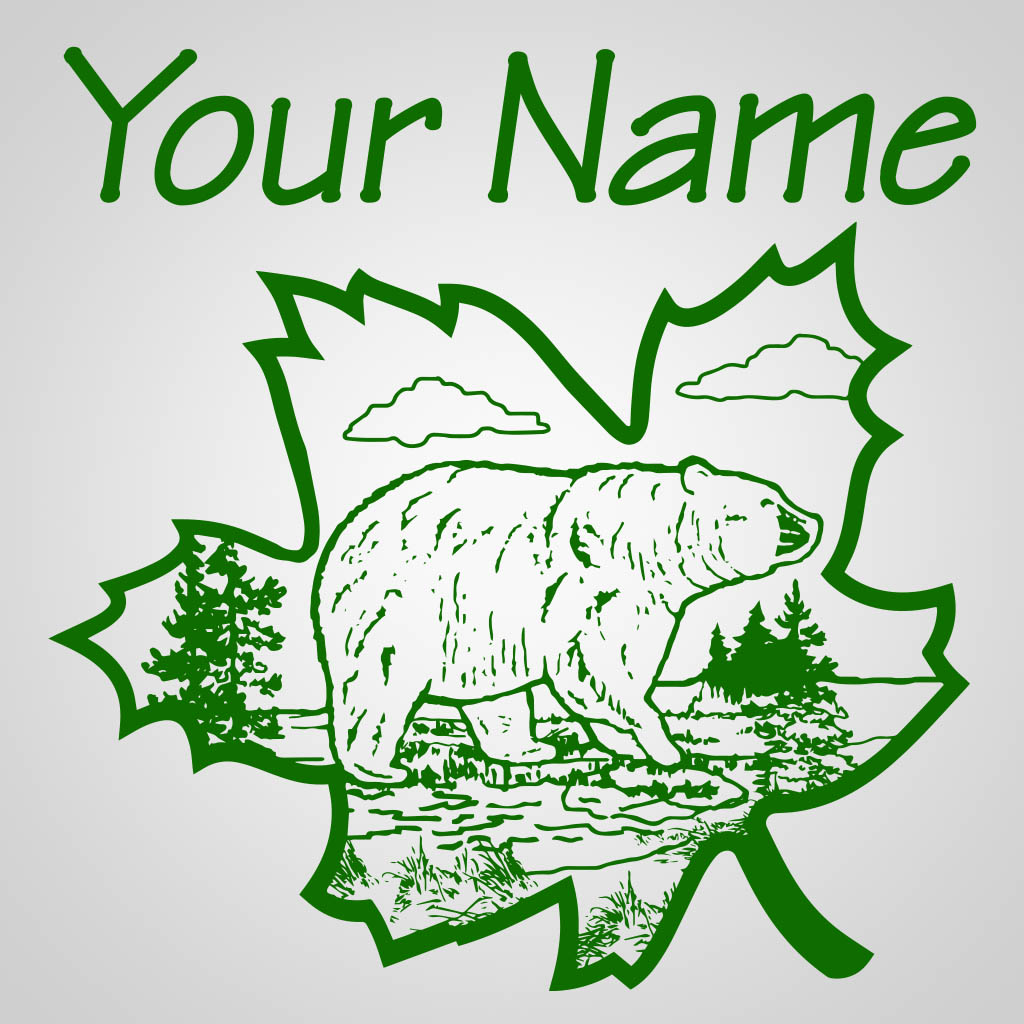 Bear Inside Maple Leaf JPS Design JPS00079