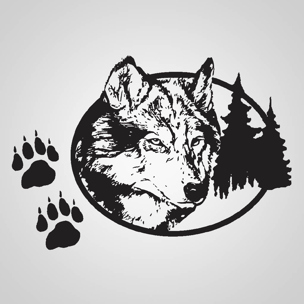 Wolf Head & Tracks JPS Design JPS00202