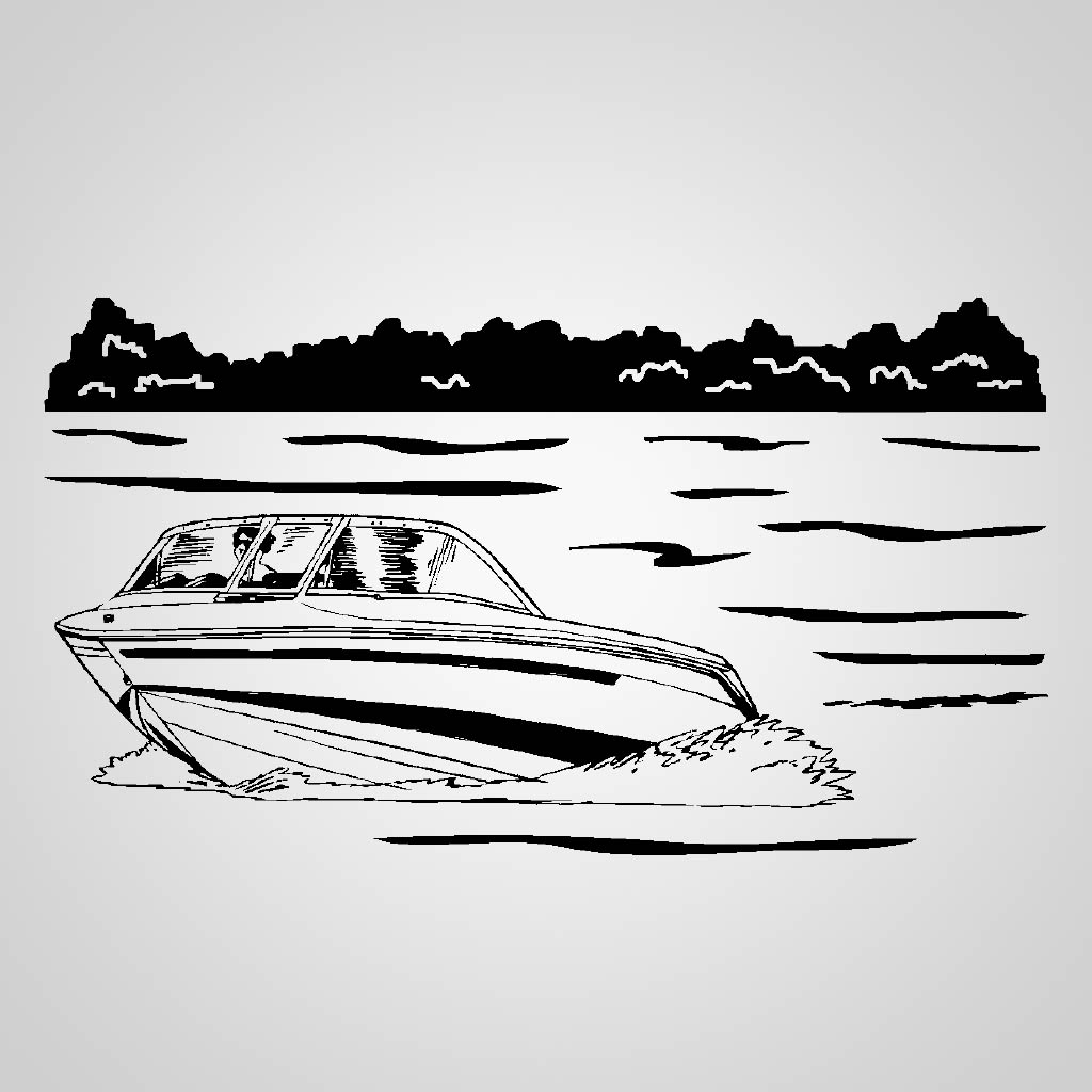 Powerboat On Lake JPS Design JPS00227