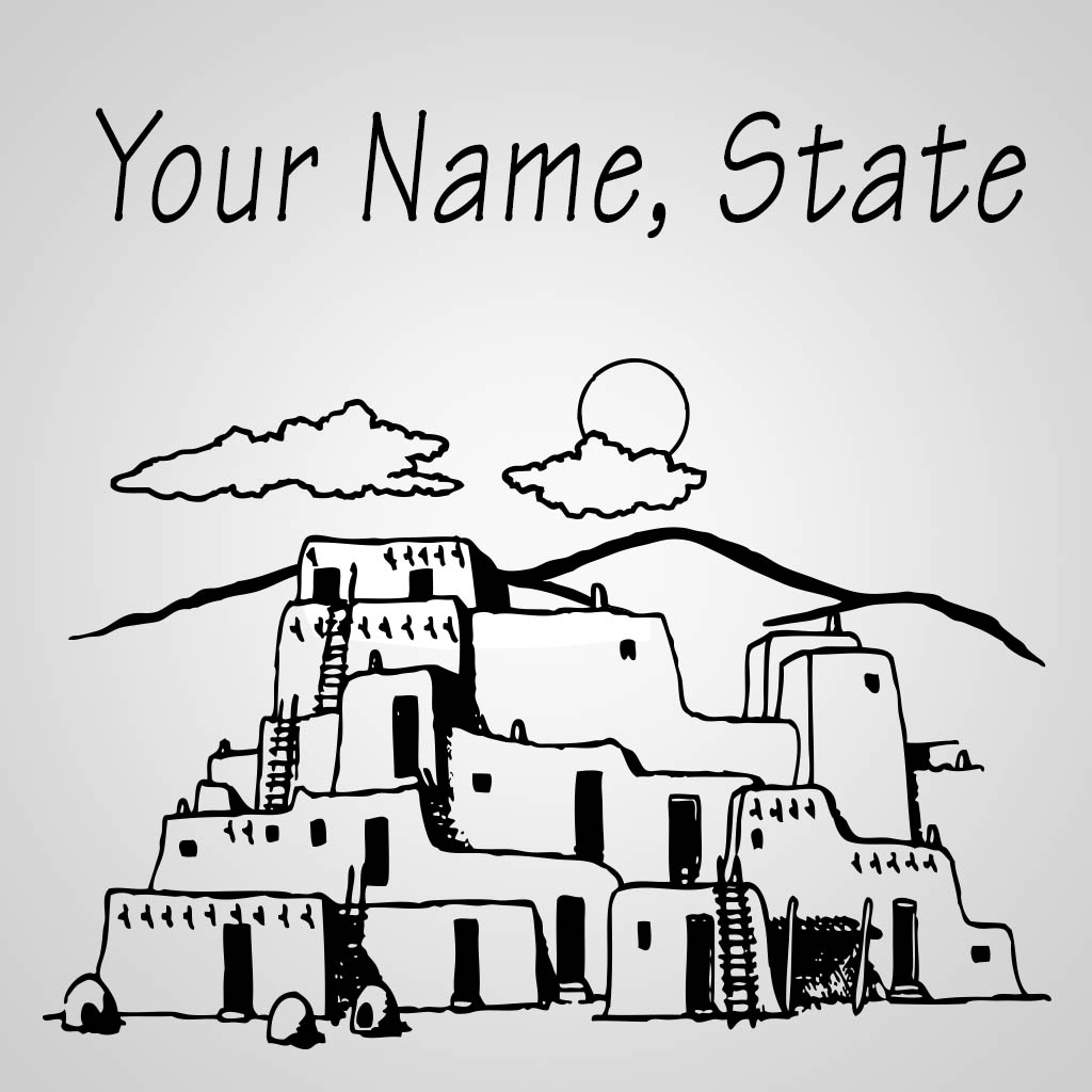 Pueblo Dwellings With Name Drop JPS Design JPS00346