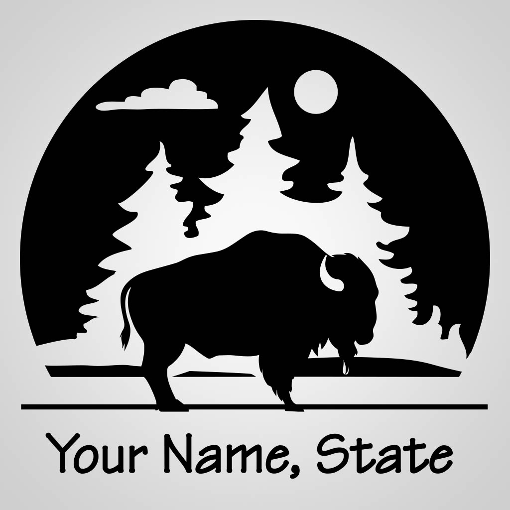 Buffalo In Arch With Moon JPS Design JPS00372