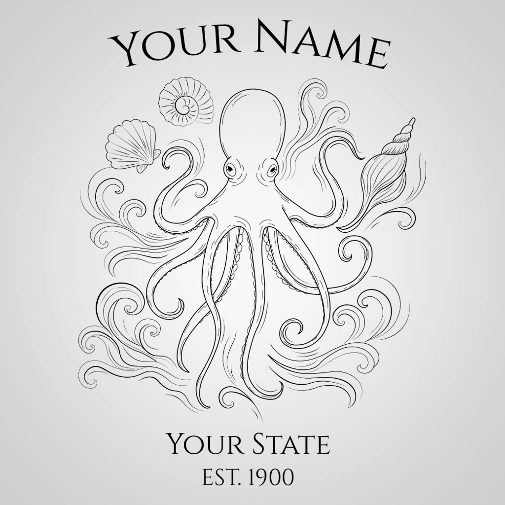 Octopus/Shells Name Drop JPS Design JPS00379