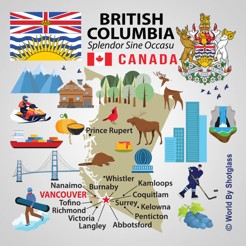 British Columbia Canada Map With Icons UMC Design UMC01091