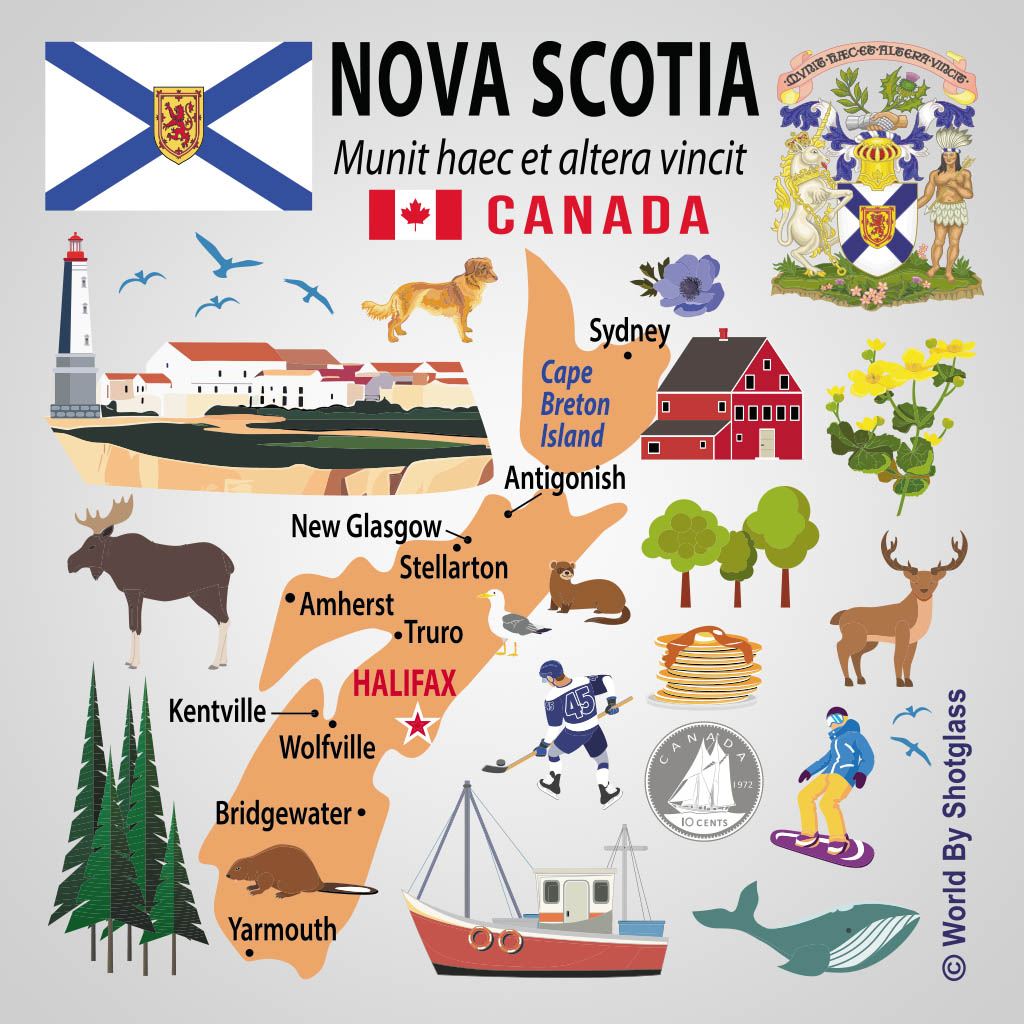 Nova Scotia Canada Map With Icons UMC Design UMC01171