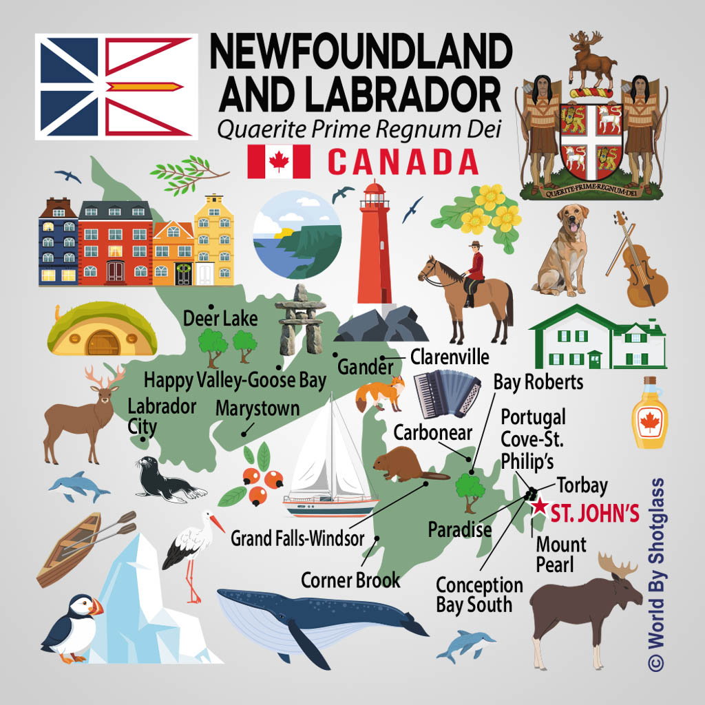 Newfoundland And Labrador Canada Map With Icons UMC Design UMC01173