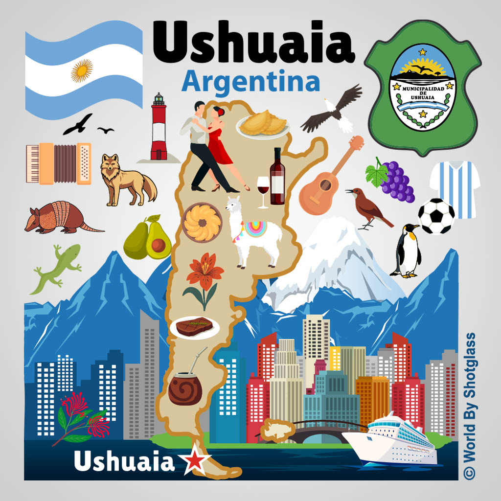 Ushuaia Argentina Map With Icons UMC Design UMC01236