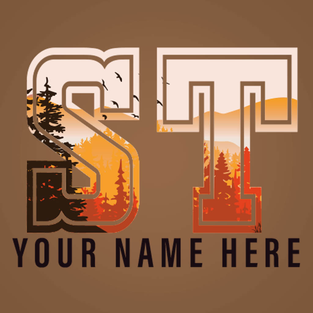 State Initials Orange Forest Name Drop UMS Design