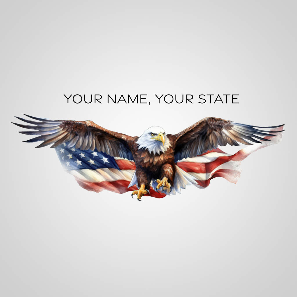 Eagle With An American Flag With Name Drop UMS Design UMS01040