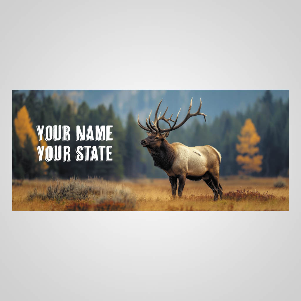 Elk In A Field With Name Drop UMS Design UMS01043