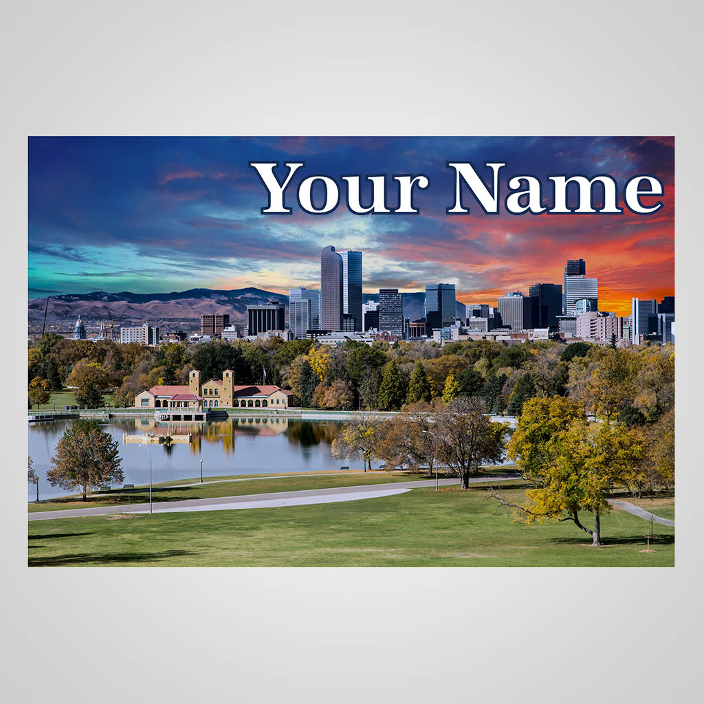 Denver Skyline With Name Drop UV Full Wrap Design