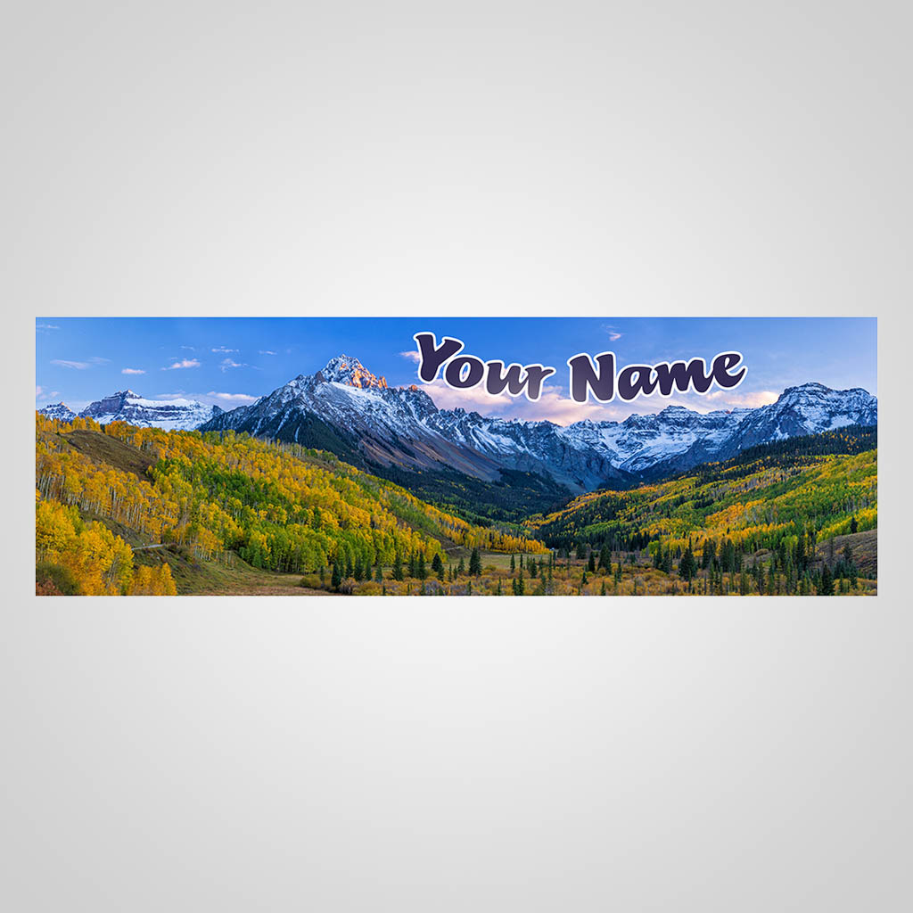 Snowy Mountain Range With Name Drop UV Full Wrap Design