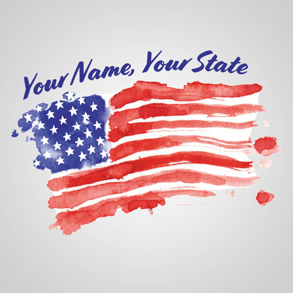 American Flag With Name Drop UMS Design UMS01064