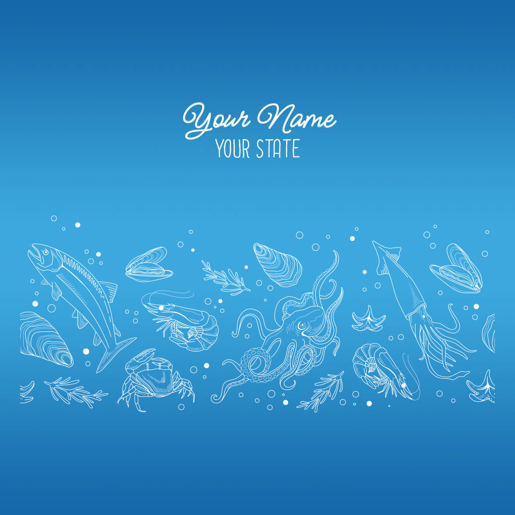 Aquatic Animals With Name Drop USS Design USS01011