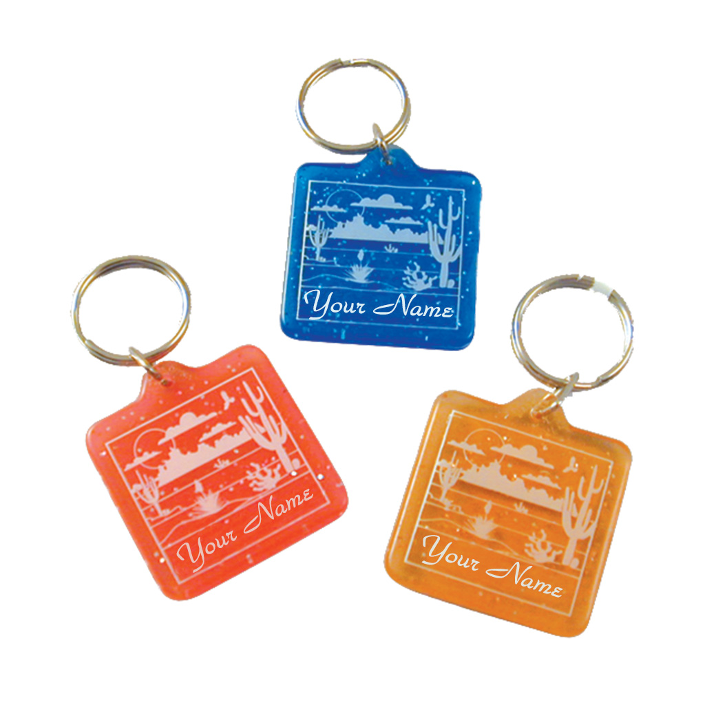 Square Glitter Desert Keychain 16592