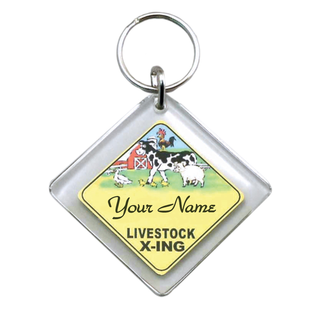 Livestock X-ing Sign Keychain 18003