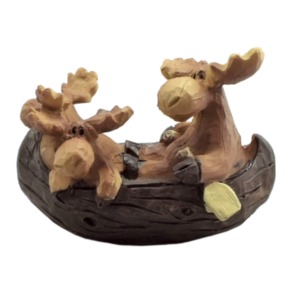 Moose Family In Canoe