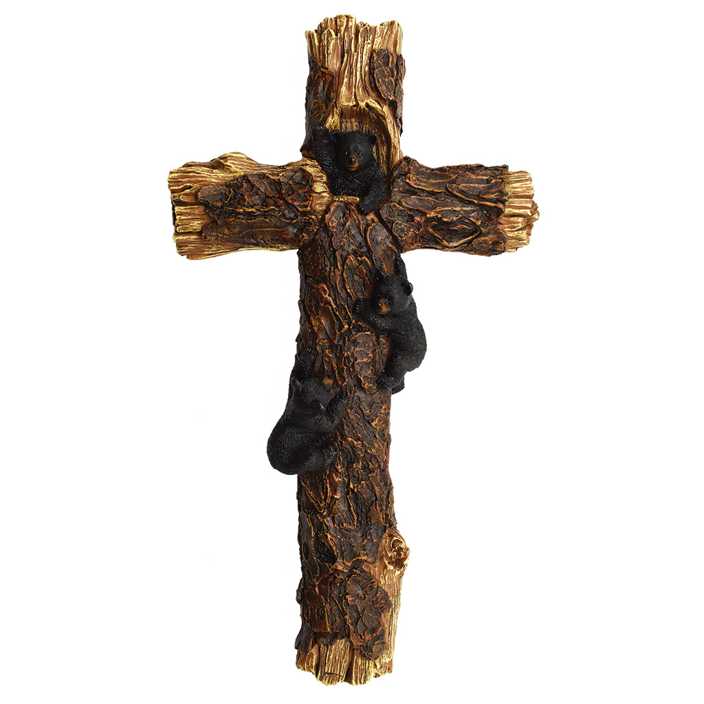 Bears on Pine Cross Wall Hanging 19637