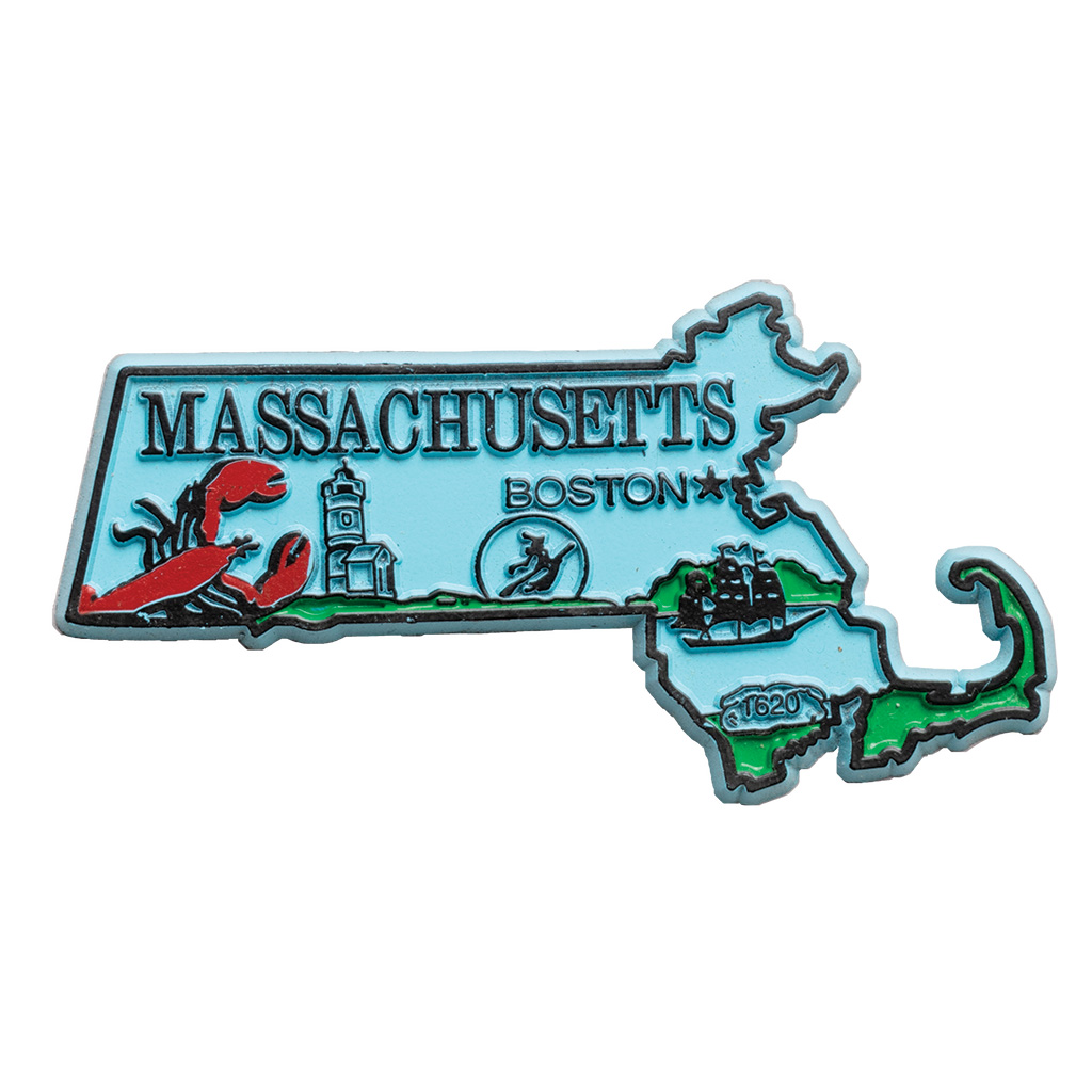 Massachusetts Map 4-Color Magnet 3-500MA