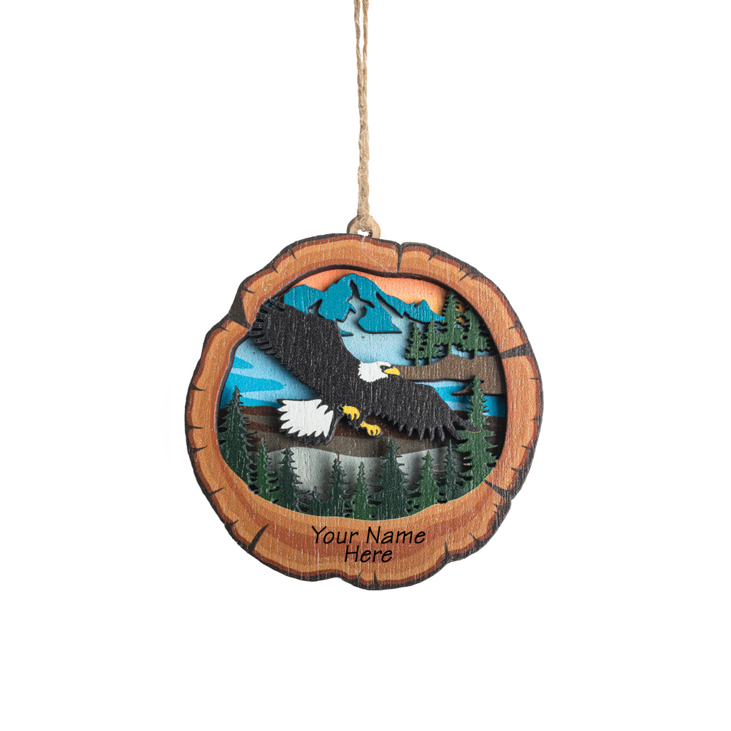 Round Wood Eagle Ornament 40388
