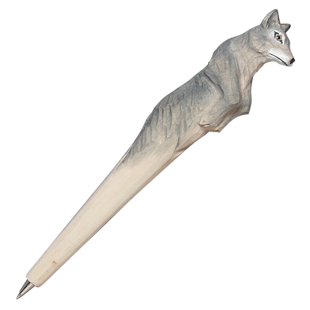 Carved Wood Wolf Pen 62164