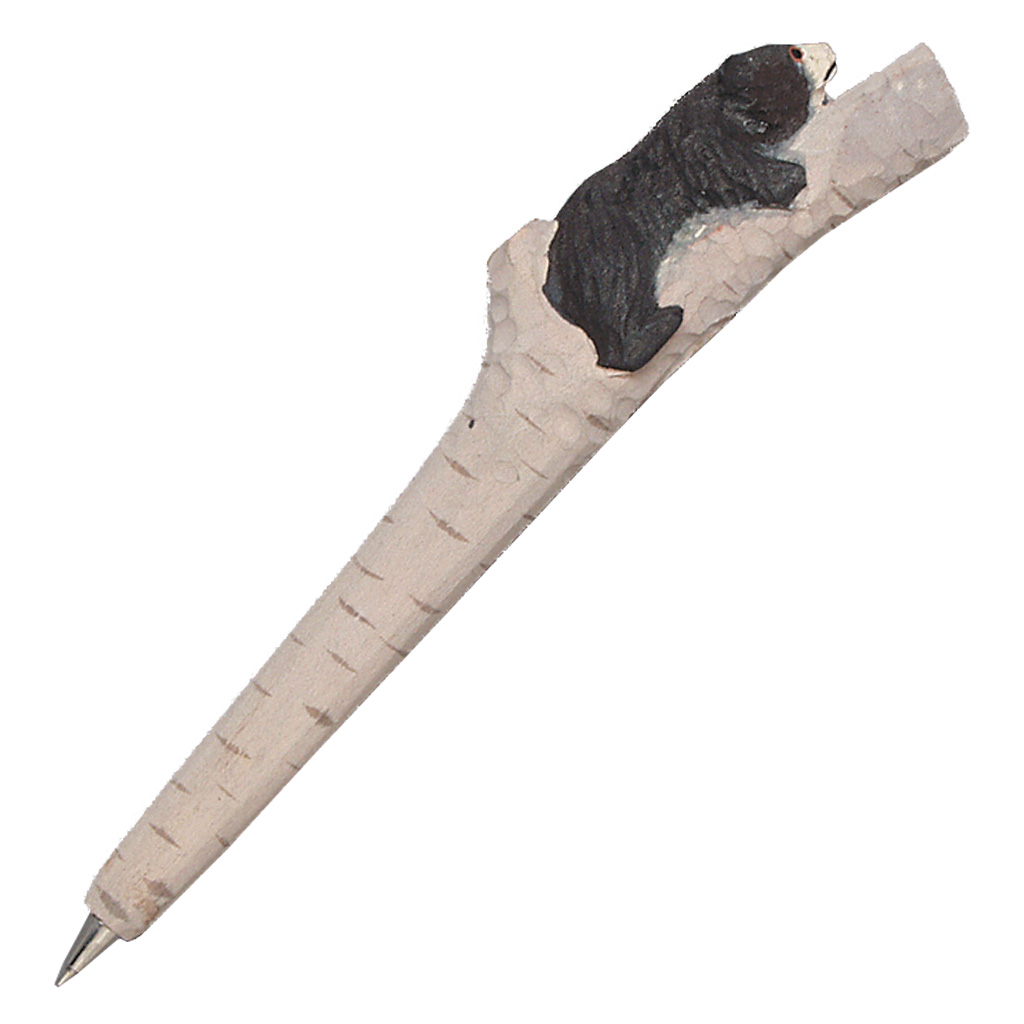Carved Wood Bear In Tree Pen 62201