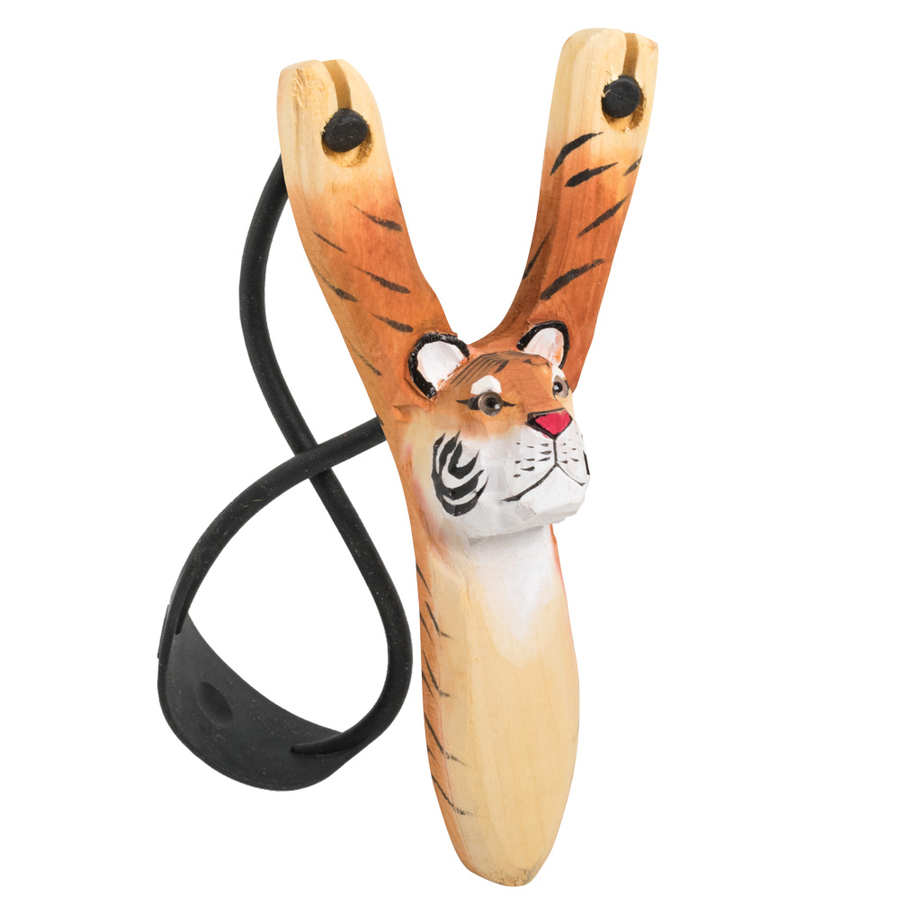 Carved Wood Tiger Slingshot 62318