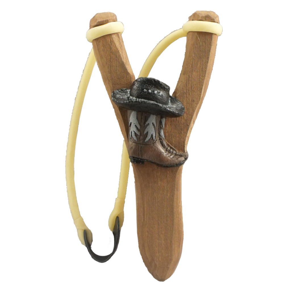 Carved Wood Boot & Hat Slingshot 63276