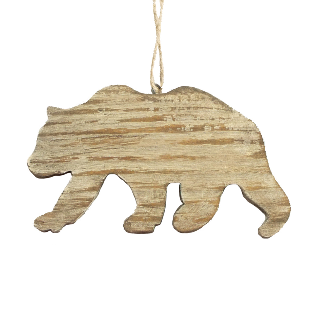 Washed Wood Bear Ornament 63282