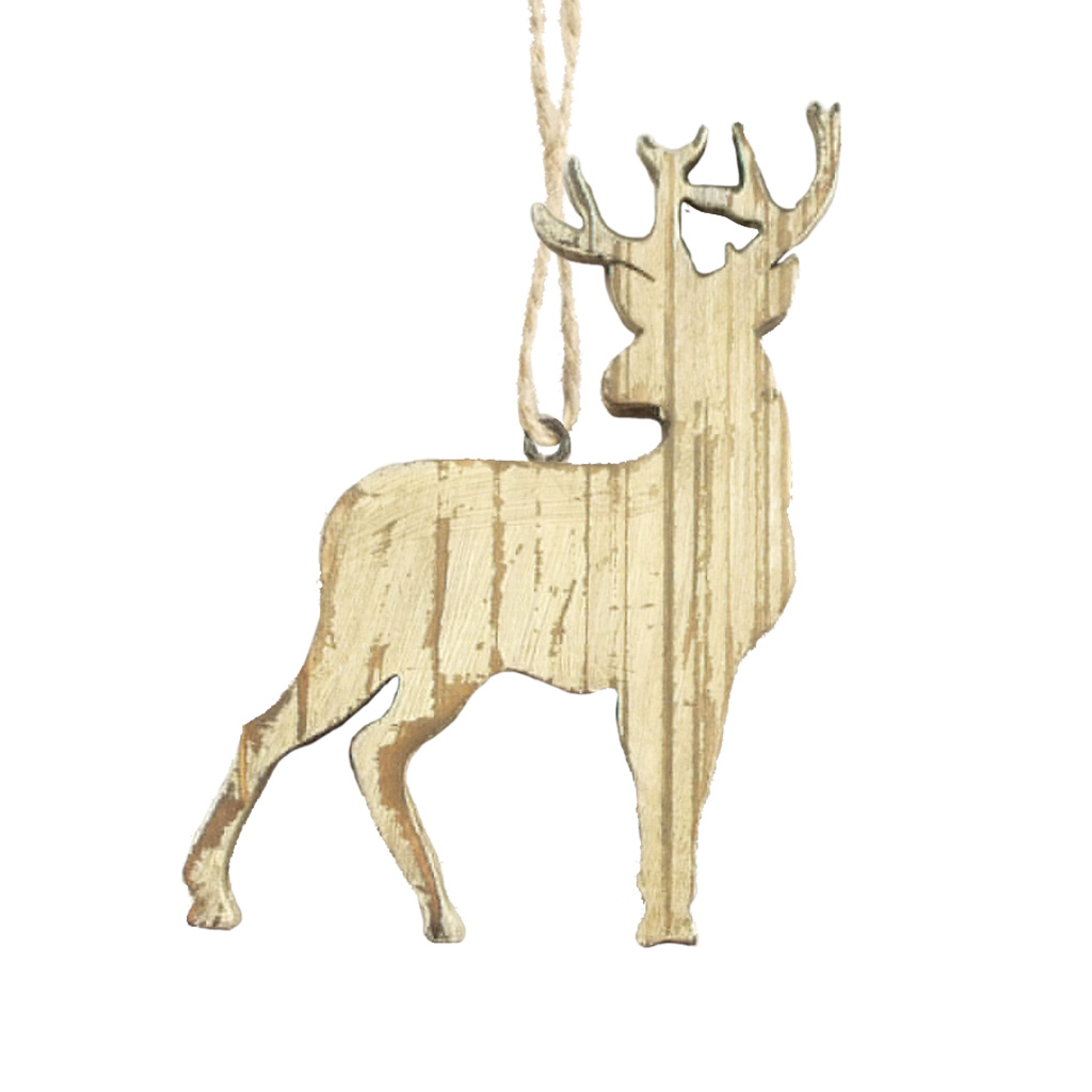Washed Wood Deer Ornament 63283